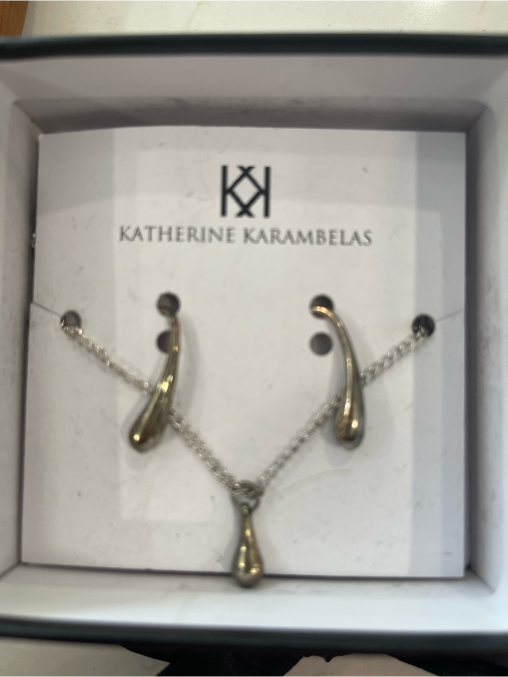 Silver 925 Drop Necklace and Earrings Set